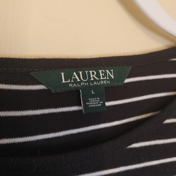 Lauren Ralph Lauren Green Label Size Large L White Black Striped Top Sweater - Picture 7 of 8